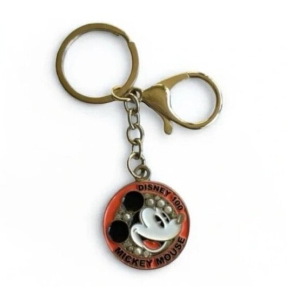 DISNEY 100 Mickey Mouse Collectible Pearl & Rhinestone Keychain Bag Charm - NWOT - Picture 3 of 12